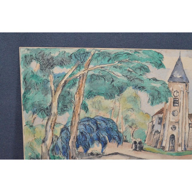 1929 Ogui European Modernist Village Landscape Watercolor & Gouache For Sale - Image 6 of 10