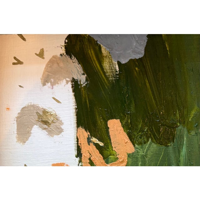 Whimsical abstract landscape painting on paper in new green wicker frame. A small wonder and excellent price point for...