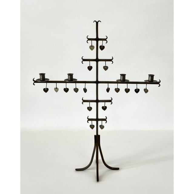 Mid-Century Modern 1960s Swedish Dangling Hearts Steel 4 Candle Candelabra by Gunnar Ander For Sale - Image 3 of 16