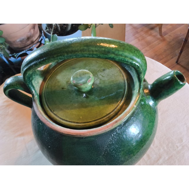 1970s Vintage French Provence Green Glaze Gargoulette/Pottery Jug For Sale - Image 5 of 10