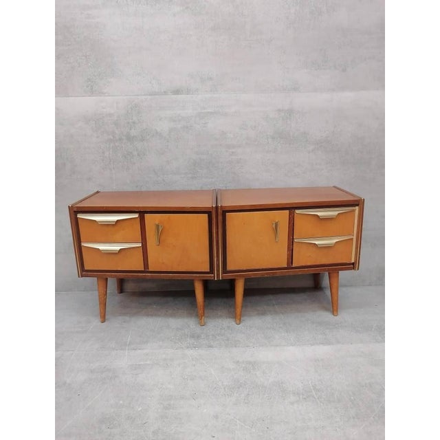 Gold Vintage Maple Bedside Tables, 1960s, Set of 2 For Sale - Image 8 of 11