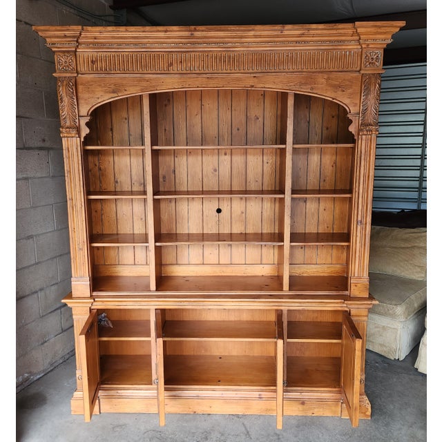 Ethan Allen Ethan Allen Large Wooden Bookcase Wall Unit For Sale - Image 4 of 9