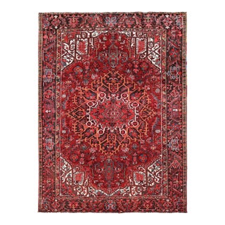 1960s Vintage Persian Heriz Rug, Wool, Handmade, Red For Sale