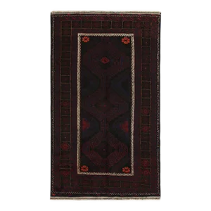1950s Vintage Baluch Persian Runner in Red, Blue & Black Tribal Patterns by Rug & Kilim