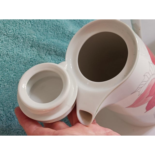 Vintage Christmas Holiday Ceramic "Poinsettia" Coffeepot and Candy Basket by Block, Portugal 1982 For Sale In Milwaukee - Image 6 of 7