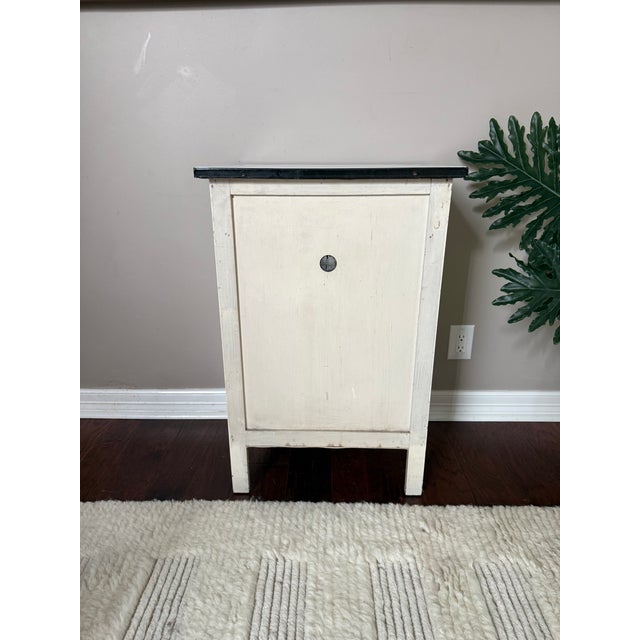 White Antique Early 1900s White Painted Small Cabinet With Enamel Metal Top For Sale - Image 8 of 11