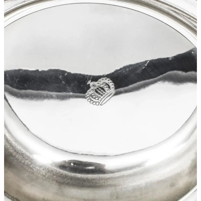 Silver Vintage Large Silver Plated Punch Bowl Cooler with Floral Decoration For Sale - Image 8 of 13