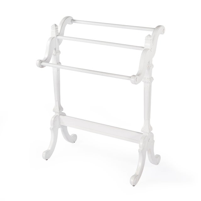Wood Newhouse 29.25 in. W Rectangular Wood 3 Rail Traditional Blanket Stand, Cottage White For Sale - Image 7 of 7