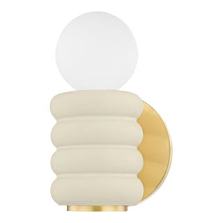 Mitzi Bibi 1-Light Wall Sconce, Aged Brass/Ceramic Antique Ivory For Sale
