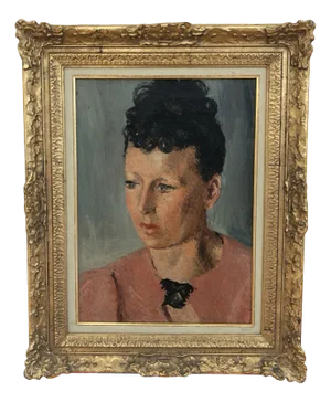Pierre Jaques, Femme à la blouse rose, Oil on Canvas, Framed