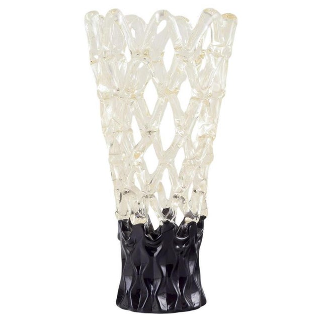 Black Vintage Italian Murano Art Glass Vase, 1966 For Sale - Image 8 of 8