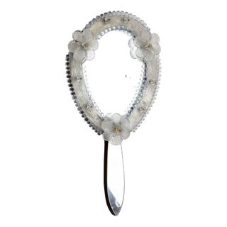 Venetian Murano Glass Hand Mirror, 1950s For Sale