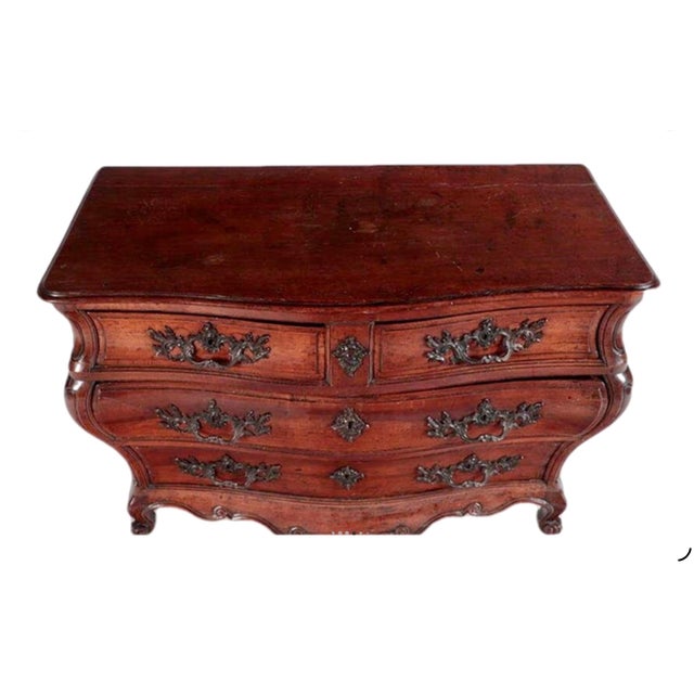 18th Century French Provincial Walnut Bombay Commode, Hand-Carved For Sale - Image 4 of 7