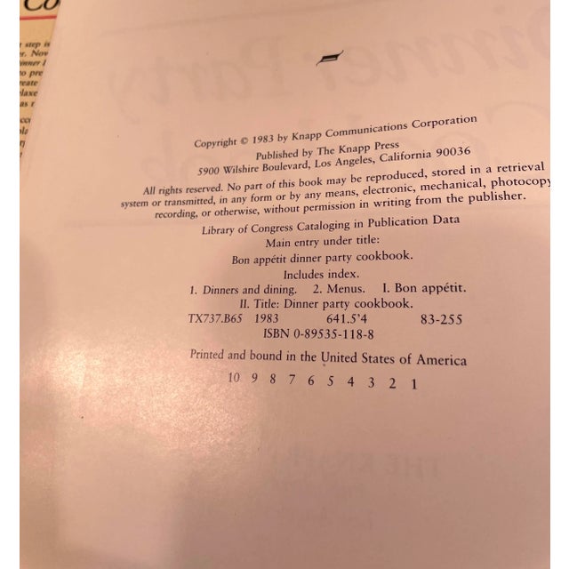 1983 the Bon Appetit Dinner Party Cookbook For Sale - Image 4 of 8