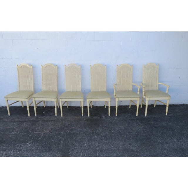 Wood Lenoir Hollywood Regency Faux Bamboo Two Tone Dining Table and Six Chairs For Sale - Image 7 of 13