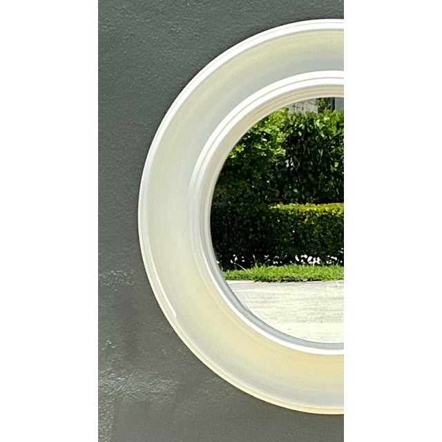 Vintage Round White Wall Mirror For Sale - Image 14 of 15