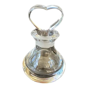1950s Orrefors Sweden Crystal Perfume Bottle Heart Shaped Stopper - Signed