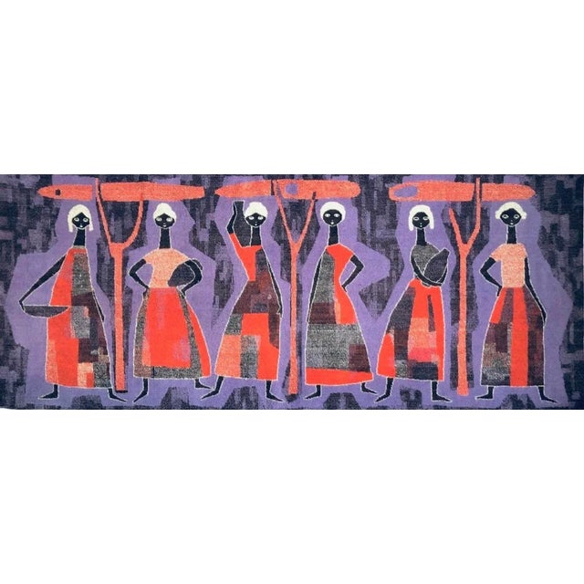 Textile 60s Vintage Mid-Century Modern Huge Mural Size Cubist Textile Fiber Art Wall Hanging Women For Sale - Image 7 of 7