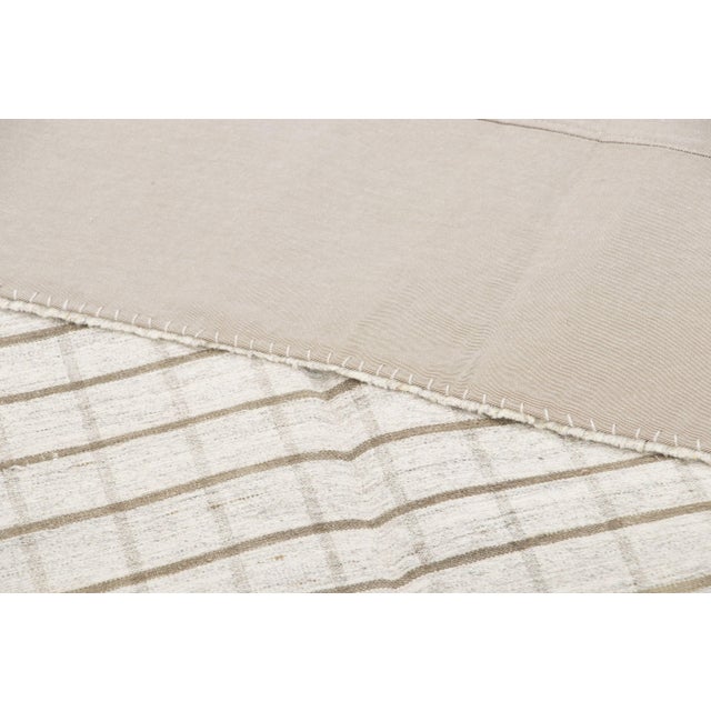 Textile Vintage Kilim Wool Rug With Stripes in Cream & Brown by Rug & Kilim, 1950-1959 For Sale - Image 7 of 9