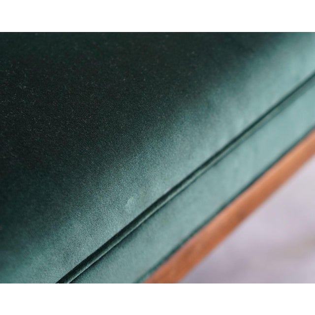 Wood t.h. Robsjohn-Gibbings Style Lounge Chairs in Emerald Velvet, C. 1950s For Sale - Image 7 of 7