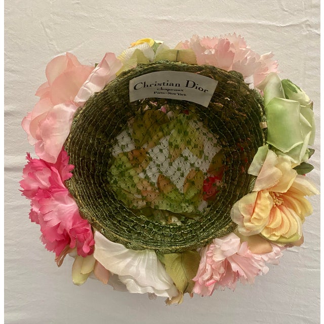 Textile Mid 20th Century Vintage Dior Exquisite Silk Floral Chapeau For Sale - Image 7 of 11