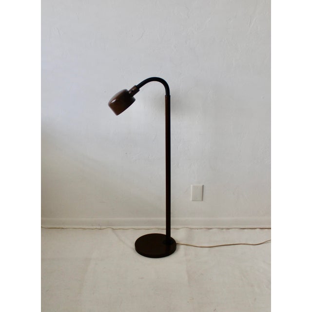 Modern Atom Design for Lightolier Style 1970s Modern Gooseneck Floor Lamp in Brown For Sale - Image 3 of 10
