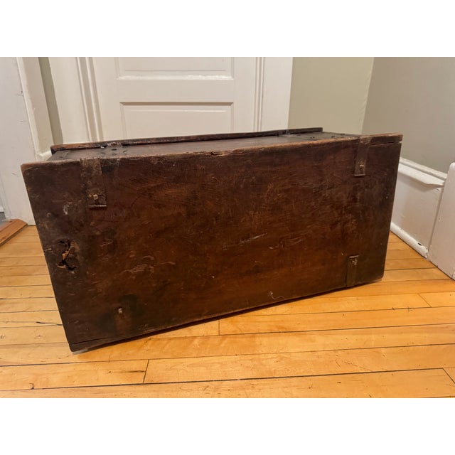 17th Century Hand Hewn Storage Box With Hand Hammered Iron Details For Sale - Image 15 of 15
