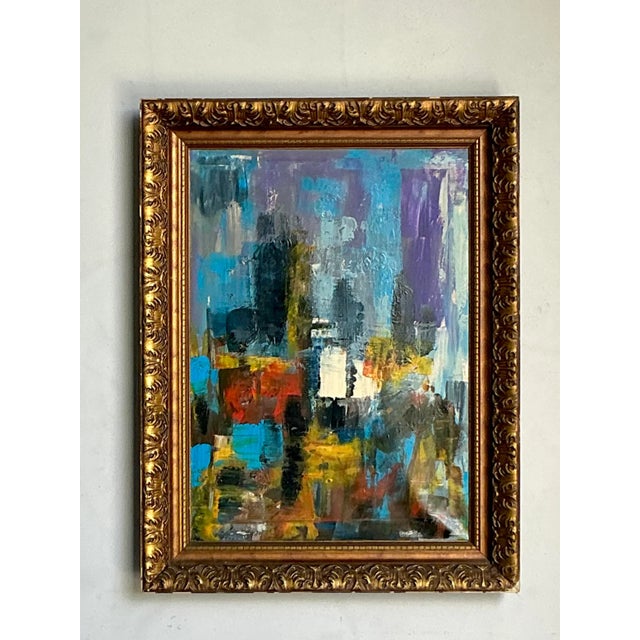 Vintage Boho Original Abstract Oil on Canvas For Sale - Image 4 of 7