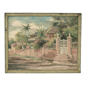 Vintage Painting of Duke Street Kingston Jamaica by s.h. Geer
