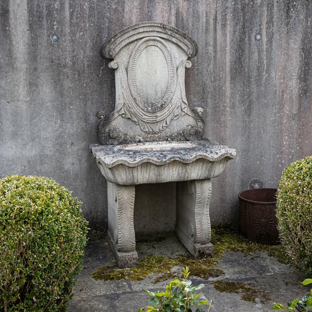 Stone Antique-Patinated Stone Wall Fountain For Sale - Image 7 of 7