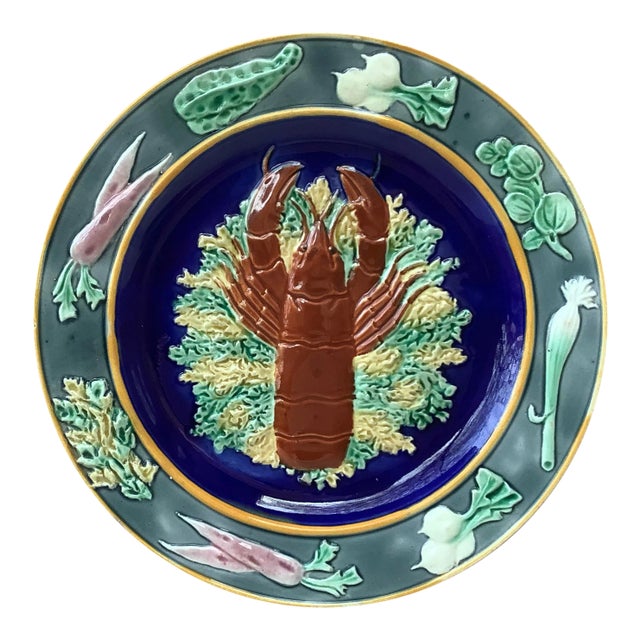 19th Century Victorian Wedgwood Majolica Lobster Plate For Sale
