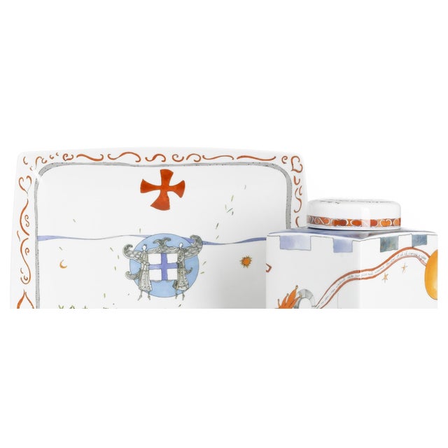 Porcelain Bottle and Tray from Vista Alegre, Set of 2 For Sale - Image 5 of 8
