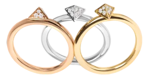 14K Tri Color Gold 1/3 Cttw Diamond Pyramid Stackable Band Ring Set (G-H Color, SI1-SI2 Clarity) - Size 7
