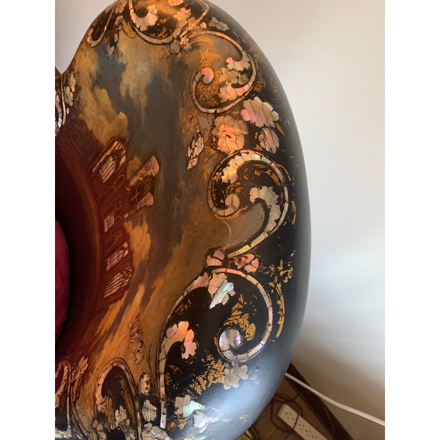 Black Exceptional 19th Century English Victorian Papier-Mâché Gothic Revival Black Lacquer Arm Chair For Sale - Image 8 of 17