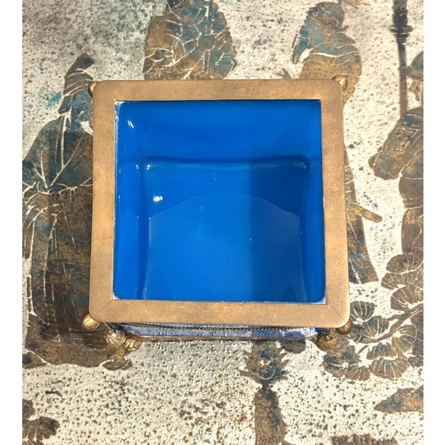 French Blue Opaline Antique Jardiniere For Sale In Miami - Image 6 of 10