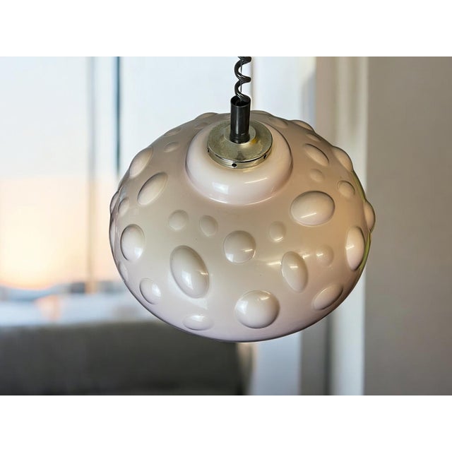 Mushroom Colored Acrylic Retractable Pull Down Dining Room Pendant Lamp, 1970s For Sale - Image 4 of 18