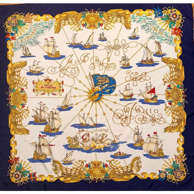 HERMÈS VOILES de LUMIÈRE Silk Scarf designed by Joachim Metz 1995 For Sale