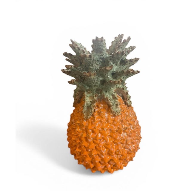Italian Vintage Italian Glazed Ceramic Pineapple Candleholder For Sale - Image 3 of 6