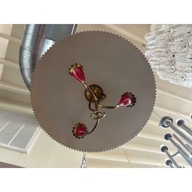 Red Italian Modern Enamel and Brass Pendant For Sale - Image 8 of 14