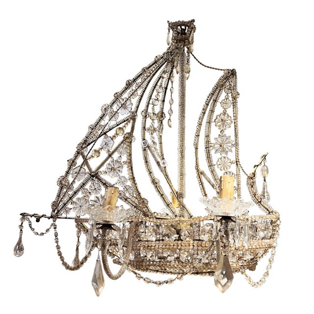 Silver Italian Ship Chandelier, 1950s For Sale - Image 8 of 10
