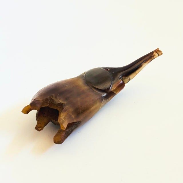 Brown Vintage Carved Horn Elephant For Sale - Image 8 of 9