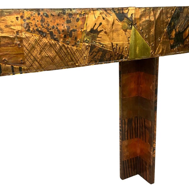 1970s Vintage Patchwork Copper Console Table For Sale - Image 4 of 11