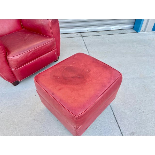 Vintage Leather Lounge Chairs & Ottoman Set, 3 Pieces For Sale - Image 9 of 13