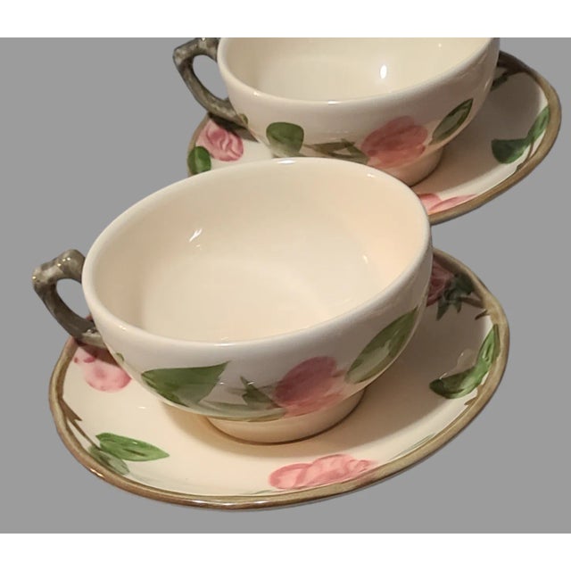 English Vintage Romantic Desert Rose Franciscan Earthenware Teacups & Saucers, Made in England- 12 Pieces For Sale - Image 3 of 8