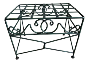 1990s Vintage Chic Lattice Wrought Steel Garden Ottoman Stool