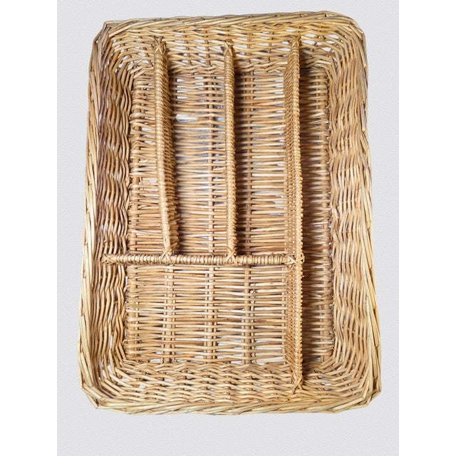 Vintage Wicker Flatware Organizer Tray Farmhouse Cottagecore Cutlery ...