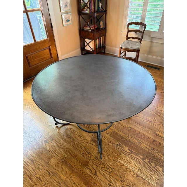 Round Hammered Tin Table For Sale - Image 4 of 5