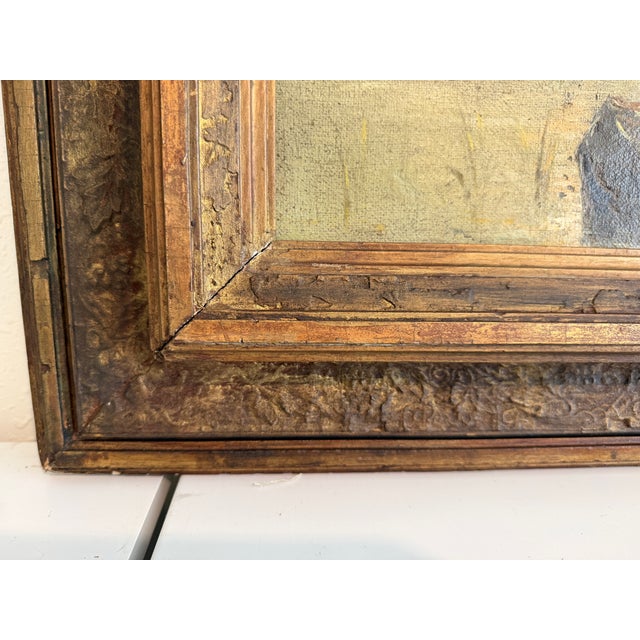 Antique European Romantic Lakeside Landscape With Windmill, Attr. To H. Volpini For Sale - Image 10 of 15