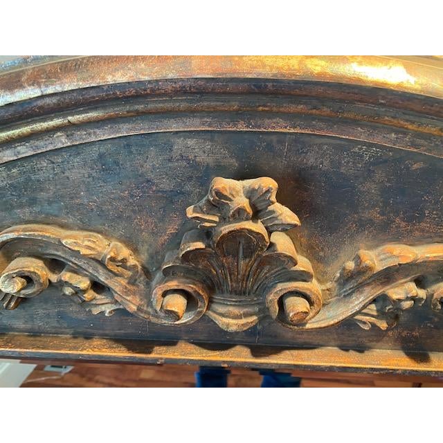 Traditional 2000s Large Decorative Mirror With Carved Wooden Frame For Sale - Image 3 of 4