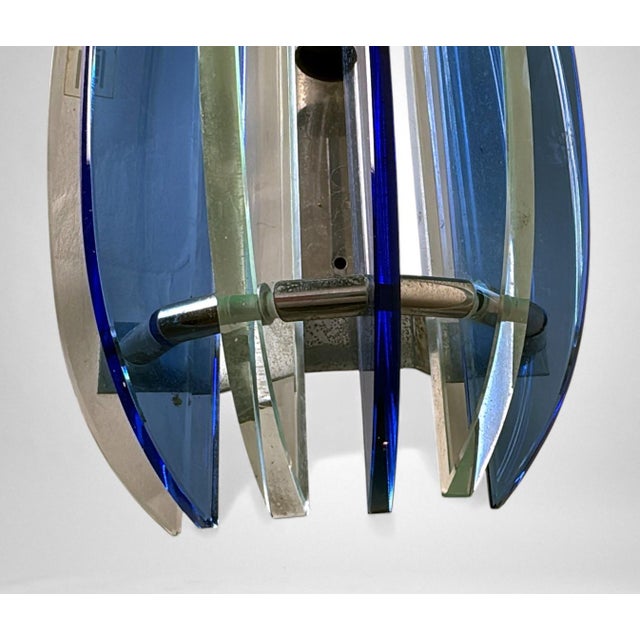 Late 20th Century Veca for Fontana Arte Pair of Italian Wall Sconces Steel and Seven Crystal For Sale - Image 12 of 18